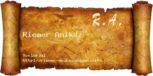 Riemer Anikó névjegykártya