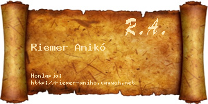 Riemer Anikó névjegykártya